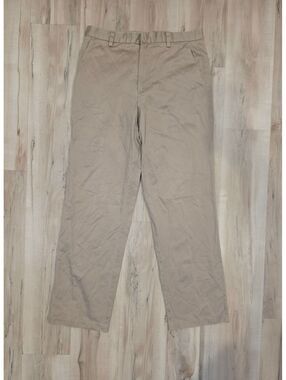 Dockers Men's Khaki Flat Front Cotton Pants W33 L34